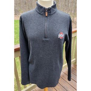Mizzen + Main Quarter Zip Pullover Sweater Long Sleeve Large Men Ohio State Gray